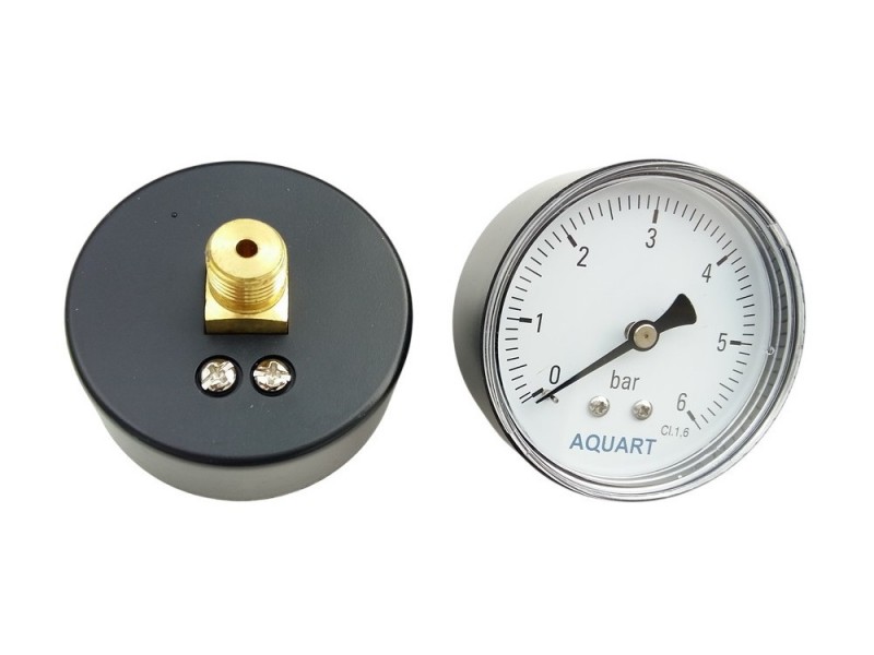 Air pressure gauge D63, 0 - 6 bar rear outlet G1/4