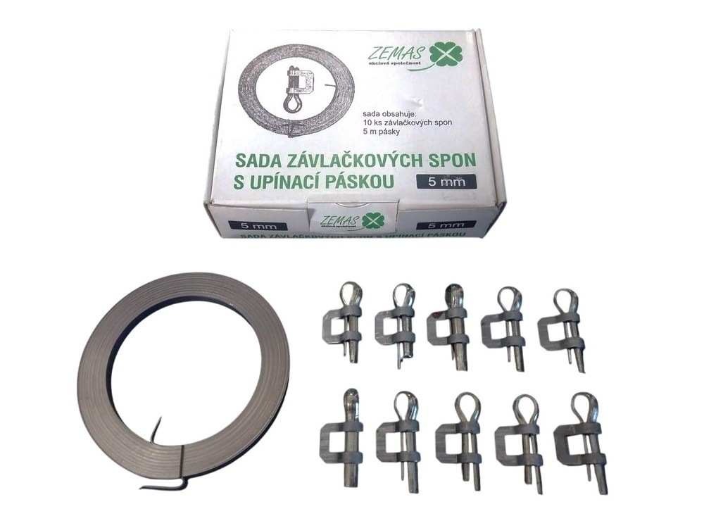 Set of cotter clips with clamping tape 5 mm