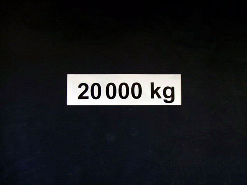 Sticker max. weight 20000 kg