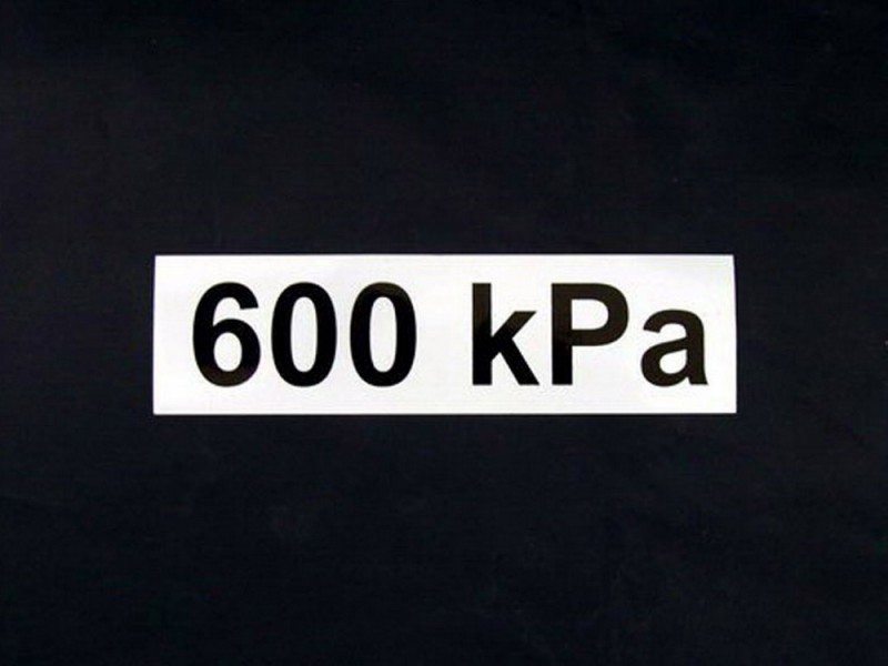 Aufkleber Druck 600 kPa