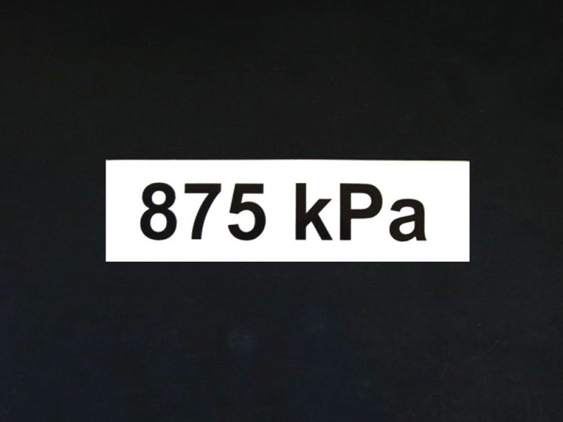 Aufkleber Druck 875 kPa
