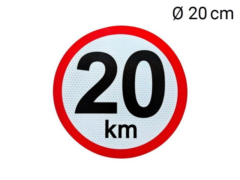Reflektierende Aufkleber max. Fahrgeschwindigkeit 20 km (D20 cm)