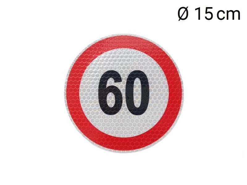 Reflektierende Aufkleber max. Fahrgeschwindigkeit 60 km (D15 cm)