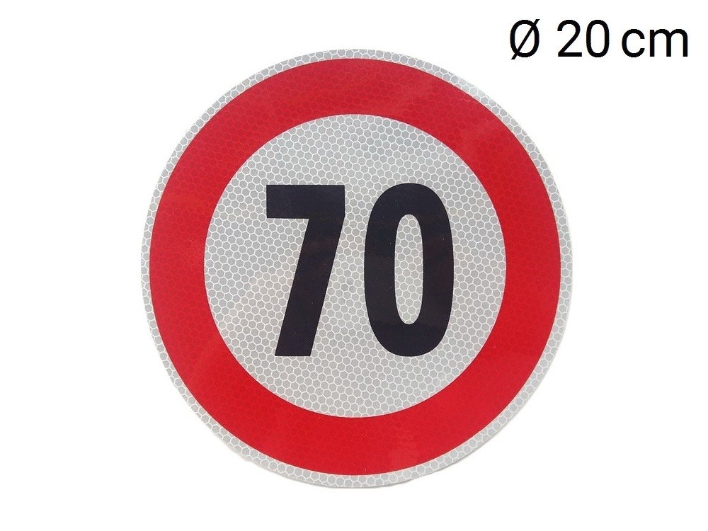 Reflektierende Aufkleber max. Fahrgeschwindigkeit 70 km (D20 cm)